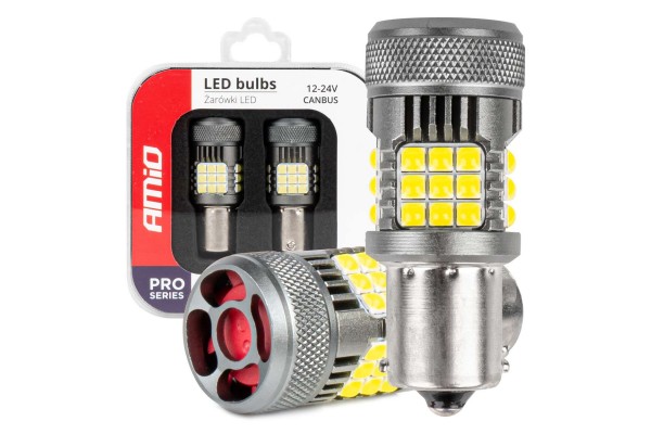 P21W BA15S 12/24V 6.000K 36x3030 Smd Led CAN-BUS Λευκο Pro Series 2ΤΕΜ. Amio