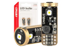Λαμπακια T10 W5W 12V/24V Led CAN-BUS 3xSMD 3838 Λευκο 5500K Αμιο - 2 ΤΕΜ.
