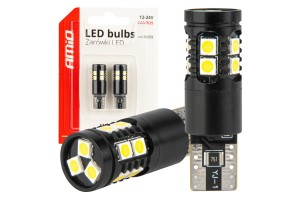 Λαμπακια T10 W5W 12V/24V Led CAN-BUS 13xSMD 3030 Λευκο 5500K Αμιο - 2 ΤΕΜ.
