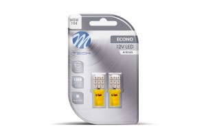 T10 W5W 12V W2,1x9,5d Led 9xSMD2835 Κιτρινο Καρφωτο Ακαλυκο Blister M-TECH - 2 τεμ.