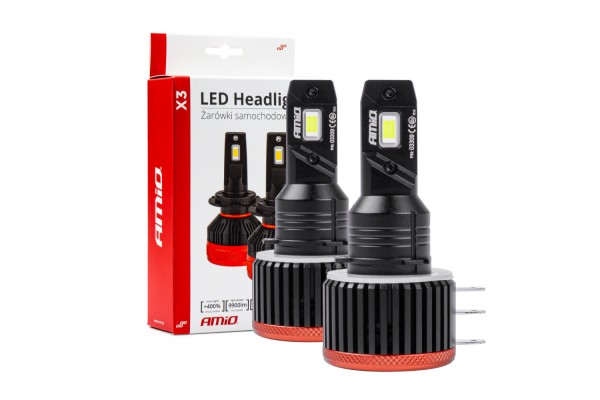 Amio - Λαμπες Led H15 9-16V 90W 6.500K 9900lm Canbus Με Ανεμιστηρακι X3 Series - 2ΤΕΜ. (03309/AM)