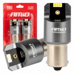 Λαμπες Led CAN-BUS P21W BA15S 12/24V 6.000K 4xSMD Λευκο Pro Series Amio - 2 ΤΕΜ.