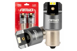 Λαμπες Led CAN-BUS P21W BA15S 12/24V 6.000K 4xSMD Λευκο Pro Series Amio - 2 ΤΕΜ.
