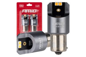 Λαμπες Led CAN-BUS PΥ21W BAU15S 12/24V 6.000K 4xSMD Πορτοκαλι Pro Series Amio - 2 ΤΕΜ.