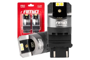 Λαμπες P27/7W 12/24V 6.000K 4SMD Led CAN-BUS Λευκα Pro Series Amio - 2 ΤΕΜ.