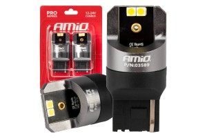 Λαμπες W21W 12/24V 6.000K 4SMD Led CAN-BUS Λευκα Pro Series Amio - 2 ΤΕΜ.