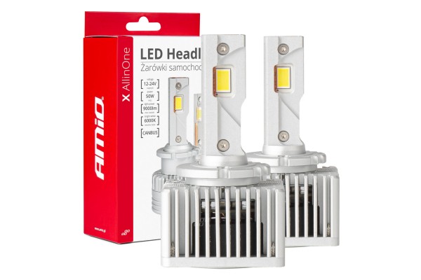 Λαμπες Led D3S/D5R/D8S 12/24V 6000K 9.000lm 50W X All In One Series CAN-BUS (ΜΕ ΑΝΕΜΙΣΤΗΡΑΚΙ) Amio - 2 ΤΕΜ.