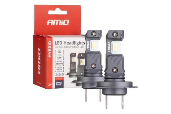 Λαμπες Led H7/Η18 12V 60W 6.000K 5.600lm +400% Led CAN-BUS Hybrid Series Amio - 2 ΤΕΜ.