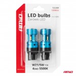 Amio - Λάμπες Led Canbus T20 7443 W21/5W 4SMD 1860 Λευκή 6000K– 12/24V - 2 Τεμ. (04255/AM)