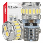 Amio - Λάμπα Led Canbus T10 (W5W) 16SMD 3014 + 2SMD 3030 Λευκή 6000K 12V/24V Για Φώτα Θέσης, Πινακίδας & Εσωτερικού - 2τεμ. (04260/AM)