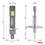 Amio - Λαμπτήρες Led Φώτων Εμπρός Τύπου H1 Βάση P14.5s Τάση Λειτουργίας 12V Απόδοσης 20W (2920lm) Series H25 Canbus 6000K Για Επιβατικά Αυτοκίνητα - 2 τεμ. (04709/AM)