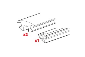 Nordrive - Ανταλλακτικά Λαστιχά Για Μπάρες Αλουμινίου Kargo Plus 180cm - 1 Σετ 3 τεμ. (N99991)