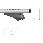 Μπαρες Οροφης Αλουμινιου Blade L Silver 127cm Με Ακρα Alfa High Για Flush / Standard Rails Menabo - 2 ΤΕΜ.