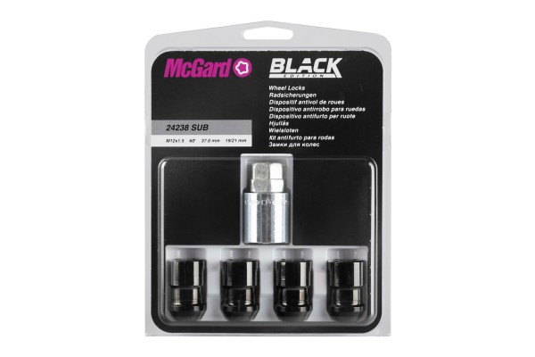 Lampa - Παξιμάδια Ασφαλείας 12x1.50 Κωνικά Τύπου F170 Black Edition Μήκος 37mm 19/21 Για Τροχούς Αυτοκινήτου – 1 Σετ 5 τεμ. (L.MG24238SUB)