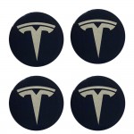 Tesla Αυτοκολλητα Σηματα Ζαντων 6,3 Cm ΜΑΥΡΟ/ΧΡΩΜΙΟ Με Επικαλυψη ΣΜΑΛΤΟΥ- 4 ΤΕΜ.