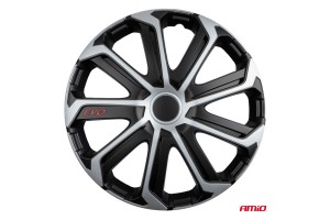 Amio - Σετ Τάσια Τροχών 14'' ιντσών, Μοντέλο EVO, Χρώμα Μαύρο / Ασημί – Σετ 4 Τεμαχίων Σε Κουτί (9740/AM)