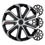 Amio - Σετ Τάσια Τροχών 15'' ιντσών, Μοντέλο EVO, Χρώμα Μαύρο / Ασημί – Σετ 4 Τεμαχίων Σε Κουτί (9757/AM)