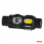 Φακος Κεφαλης Εργασιας XPG+COB Led Με Στρομπο 1200mAh Επαναφορτιζομενος Amio Φακος Κεφαλης Εργασιας XPG+COB Led Με Στρομπο 1200mAh Επαναφορτιζομενος Amio