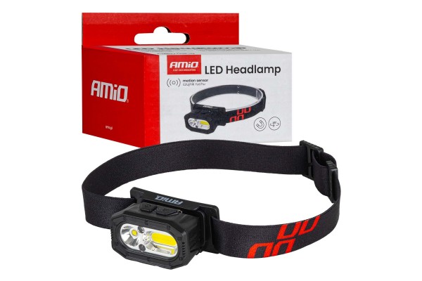 Amio - Φακός Κεφαλής Εργασίας Τύπου XPG+COB Led Χωρητικότητα Μπαταρίας 1000mAh - 1 τεμ. (04663/AM)