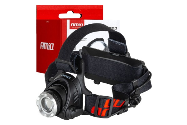 Amio - Φακός Κεφαλής Εργασίας Τύπου T6 Led Χωρητικότητα Μπαταρίας 3600mAh - 1 τεμ. (04664/AM)