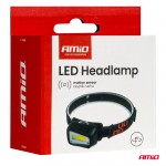 Amio - Φακός Κεφαλής Εργασίας Τύπου Cob Led Χωρητικότητα Μπαταρίας 1800mAh - 1 τεμ. (04666/AM)