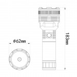 Φακος Χειρος 1x15W 413lm IP65 183mm Φ62mm 6000mAh Li-ion Tactical Laser Flashligh M-TECH - 1 Τεμ.