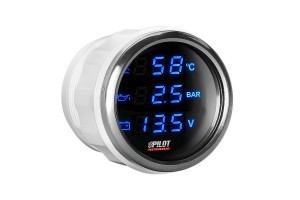 Μανομετρο 3 Σε 1 Ψηφιακο Μαυρο Με Λευκο Φως Black Digital Series 9-32V 52mm