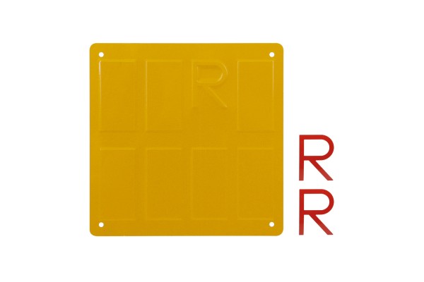 Πινακιδα Πορτοκαλι Αλουμινιου Για Φορτηγα 165x165cm 8 Θεσεων Για Αυτοκολλητα Γραμματα