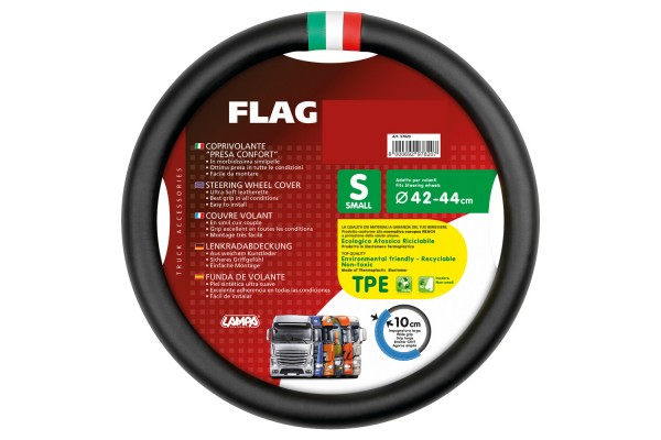 Καλυμμα Τιμονιου Φορτηγου Σημαια Ιταλιας Δερματινη Μαυρο (S) 42-44cm Οικολογικο & Αοσμο Lampa - 1 TEM.