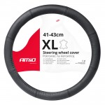 Καλυμμα Τιμονιου Απο Τεχνοδερμα 44-46CM SWC-48-ΧΧL Σε Μαυρο Χρωμα Με Μαυρες Ραφες Amio - 1 ΤΕΜ.