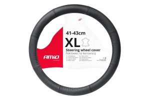 Καλυμμα Τιμονιου Απο Τεχνοδερμα 44-46CM SWC-48-ΧΧL Σε Μαυρο Χρωμα Με Μαυρες Ραφες Amio - 1 ΤΕΜ.