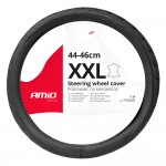 Καλυμμα Τιμονιου Δερμαtino (ΧΧL) 44-46cm SWC-51-ΧΧL Σε Μαυρο Χρωμα Με Μαυρες Ραφες Amio - 1 ΤΕΜ.