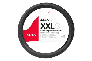 Καλυμμα Τιμονιου Δερμαtino (ΧΧL) 44-46cm SWC-51-ΧΧL Σε Μαυρο Χρωμα Με Μαυρες Ραφες Amio - 1 ΤΕΜ.