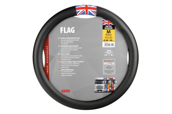 Καλυμμα Τιμονιου Φορτηγου Flag England Μαυρο Με Σημαια Αγγλιας (M) 44-46cm Lampa - 1 TEM.