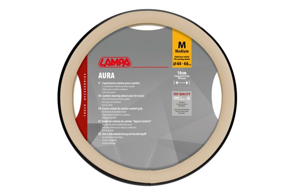 Lampa - Κάλυμμα Τιμονιού Φορτηγού Aura Skeentex Μπεζ Μέγεθος M Ø44–46cm Ultra-Soft, Αντιολισθητικό, Φάρδος 10cm - 1 τεμ. (L9707.5)