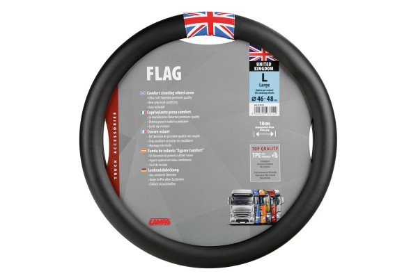 Καλυμμα Τιμονιου Φορτηγου Flag England Μαυρο Με Σημαια Αγγλιας (L) 46-48 Cm Lampa - 1 TEM.