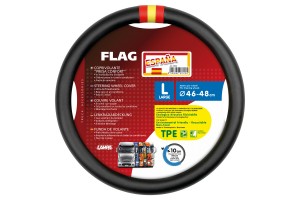 Καλυμμα Τιμονιου Φορτηγου Σημαια Ισπανιας Δερματινη Μαυρο (L) 46-48cm Οικολογικο & Αοσμο Lampa - 1 TEM.