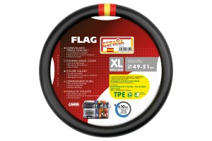 Καλυμμα Τιμονιου Φορτηγου Σημαια Ισπανιας Δερματινη Μαυρο (XL) 49-51cm Οικολογικο & Αοσμο Lampa - 1 TEM.