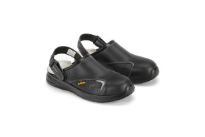 Πιστοποιημένα Παπούτσια Ασφαλείας Εργασίας Σε Στυλ Σαμπό Basic 2.0 Από Την Euroroutier Σε Μέγεθος EU44/UK10 Σε Μαύρο Χρώμα Με Λευκές Ραφές, Γκρι Λεπτομέρεια Και Λουράκι Αστραγάλου