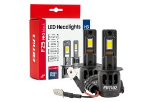 Amio - Λαμπτήρες Led F25 Pro Black Edition H3 68W 12-24V Full Can Bus Με Φωτεινότητα 7646lm Σε Ψυχρό Λευκό 6000K Για Επιβατικά Αυτοκίνητα & Φορτηγά - Σετ 2 τεμ. (04718/AM)