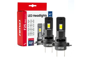 Amio - Λαμπτήρες Led F25 Pro Black Edition H7 68W 12-24V Full Can Bus Με Φωτεινότητα 7646lm Σε Ψυχρό Λευκό 6000K Για Επιβατικά Αυτοκίνητα & Φορτηγά - Σετ 2 τεμ. (04720/AM)