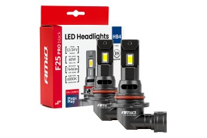 Amio - Λαμπτήρες Led F25 Pro Black Edition HB4 (9006) 68W 12-24V Full Can Bus Με Φωτεινότητα 7646lm Σε Ψυχρό Λευκό 6000K Για Επιβατικά Αυτοκίνητα & Φορτηγά - Σετ 2 τεμ. (04723/AM)