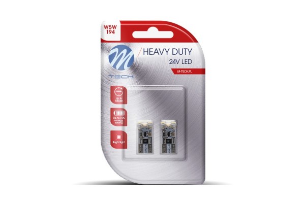 T10 W5W 24V W2.1x9.5d 4xSMD2835 Led CAN-BUS Λευκο Heavy Duty Blister M-TECH - 2 Τεμ.