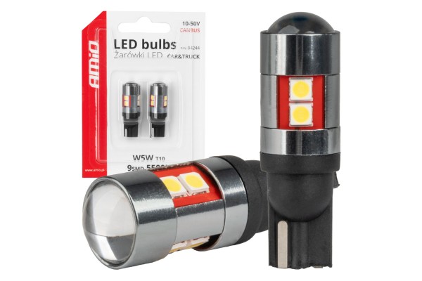Amio - Λάμπες Led Can Bus Αυτοκινήτου & Φορτηγού Τύπου T10 W5W Με Τάση Λειτουργίας 12V/24V/36V/48V 9xSMD 3030 Λευκού Χρώματος Απόχρωσης 5.500k (σε Χρώμα Χρωμίου - μαύρο) - 2 Τεμ (04244/ΑΜ) Amio - Λάμπες Led Can Bus Αυτοκινήτου & Φορτηγού Τύπου T10 W5W Με Τάση Λειτουργίας 12V/24V/36V/48V 9xSMD 3030 Λευκού Χρώματος Απόχρωσης 5.500k (σε Χρώμα Χρωμίου - μαύρο) - 2 Τεμ (04244/ΑΜ)