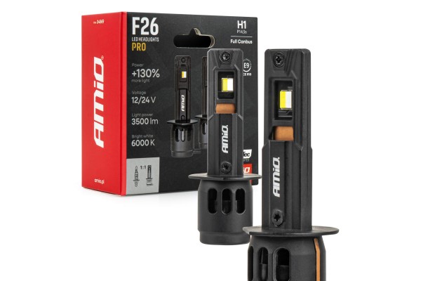 Amio - Λάμπες Led F26 Pro Series H1 12/24V 68W 2900-3550lm 6.000K Full Can-Bus Plug&Play - 2 Τεμ. (04869/AM) Amio - Λάμπες Led F26 Pro Series H1 12/24V 68W 2900-3550lm 6.000K Full Can-Bus Plug&Play - 2 Τεμ. (04869/AM)