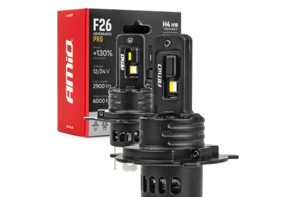 Amio - Λάμπες Led F26 Pro Series H4/H19 12/24V 68W 2900-3550lm 6.000K Full Can-Bus Plug&Play - 2 Τεμ. (04871/AM)