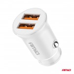Φορτιστης Αναπτηρα 12/24V Με 2 Θυρες 2xUSB 10.5W 5V/2.1A Λευκος Amio - 1 Τεμ.