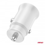 Φορτιστης Αναπτηρα 12/24V Με 2 Θυρες 2xUSB 10.5W 5V/2.1A Λευκος Amio - 1 Τεμ.