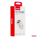 Φορτιστης Αναπτηρα 12/24V Με 2 Θυρες 2xUSB 10.5W 5V/2.1A Λευκος Amio - 1 Τεμ.