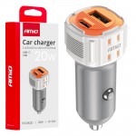 Φορτιστης Αναπτηρα 12/24V Με 2 Θυρες USB-C+USB 20W 5V/3AQCΤΑΧΕΙΑΣ Φορτισης Λευκος Amio - 1 Τεμ.